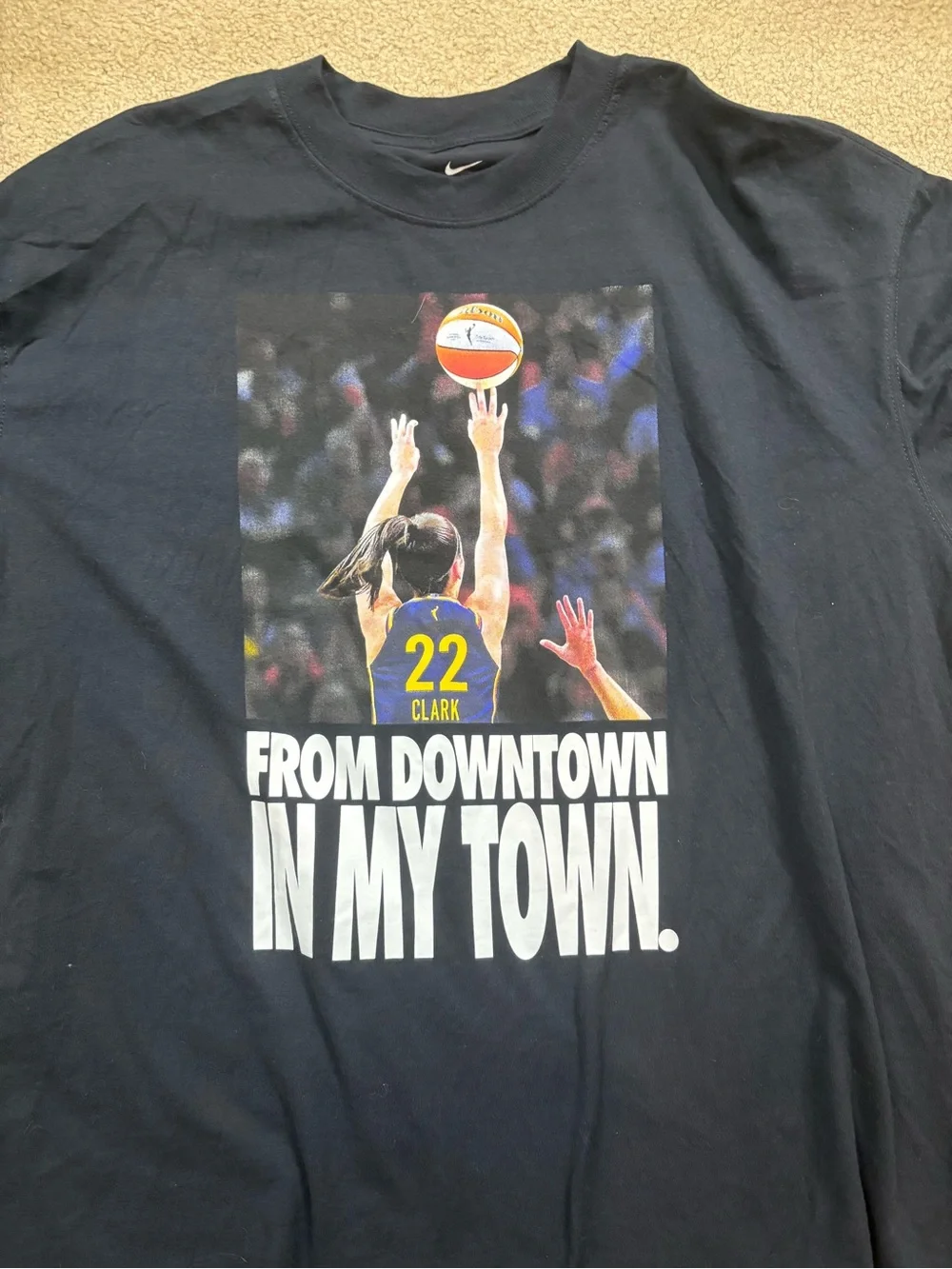 Nike Black Caitlin Clark Basketball Graphic Tee - 'From Downtown In My Town'